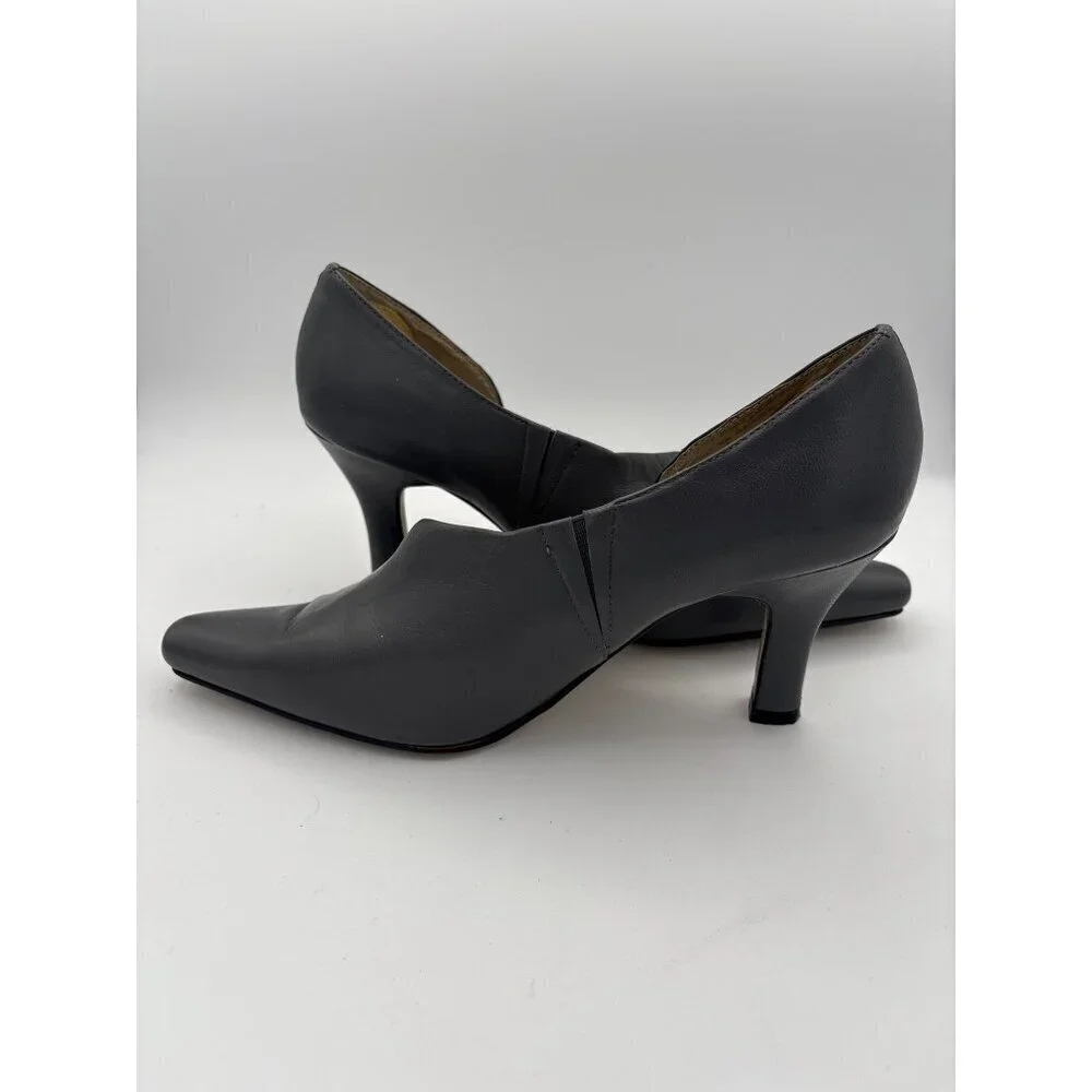 Bellini Womens Leather Heels Size 7 Gray
